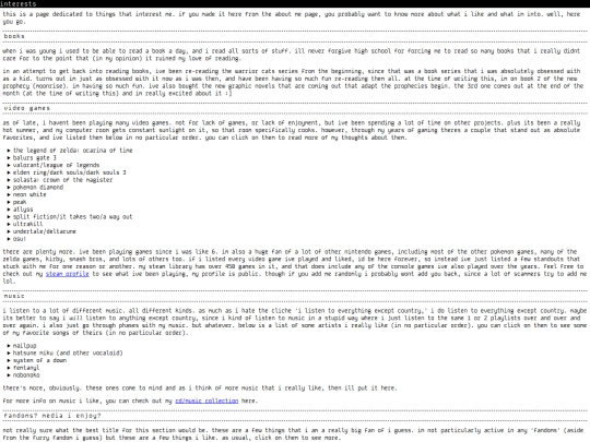 interests screenshot