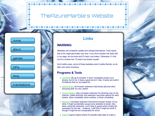 links screenshot