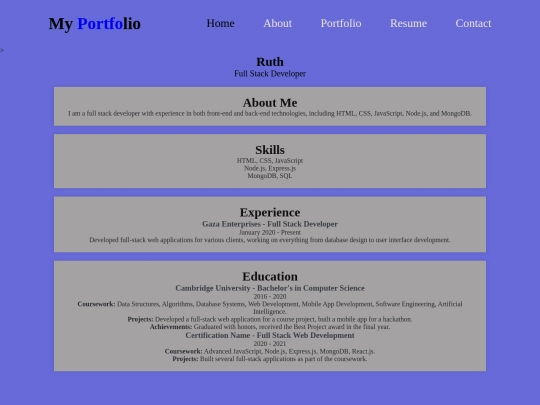resume screenshot