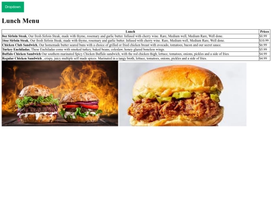 menu assignment/menupage2 screenshot