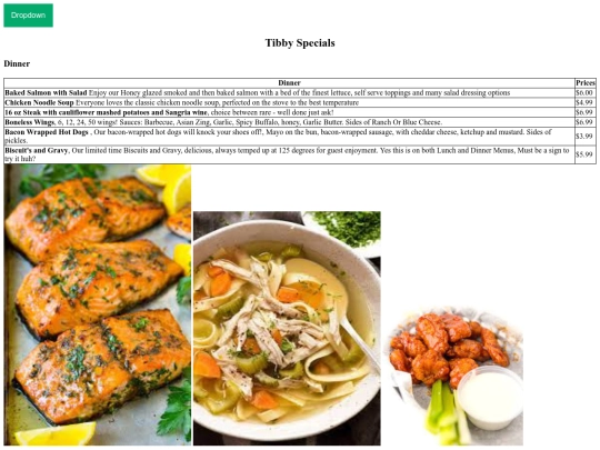menu assignment/menupage3 screenshot