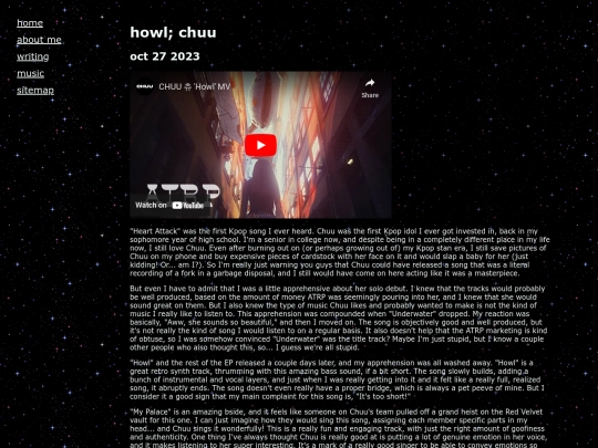 writing/music/howl screenshot
