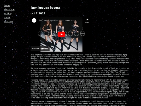 writing/music/luminous screenshot