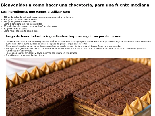 Recetario/chocotorta screenshot