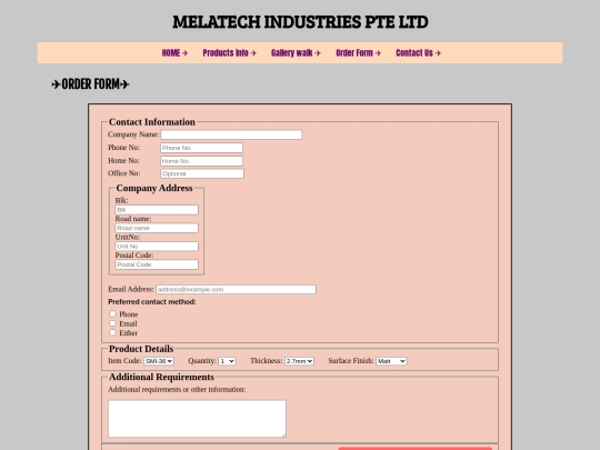 orderform screenshot