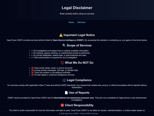 disclaimer screenshot