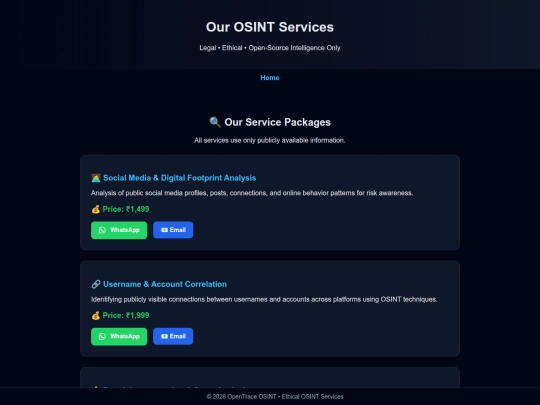 services screenshot