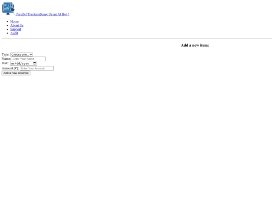 My Final Year Project File/Parallel tracking Sense Using Ai bot !/home screenshot