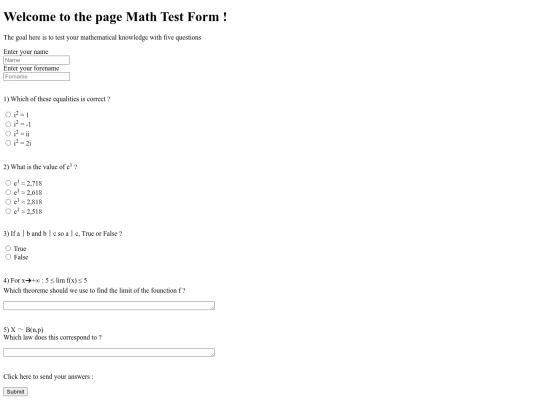 MathTestForm screenshot