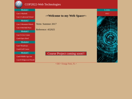 COP 2822/Web_Space/home screenshot