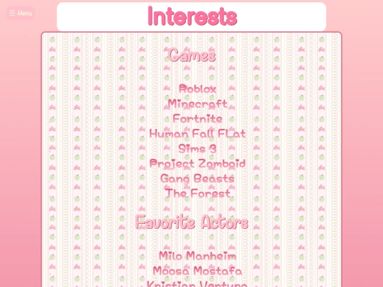 Interests screenshot