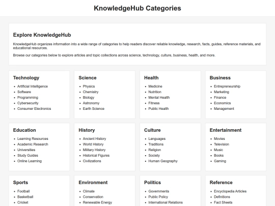 categories screenshot