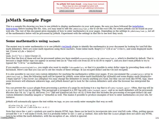 jsmath/test/sample screenshot