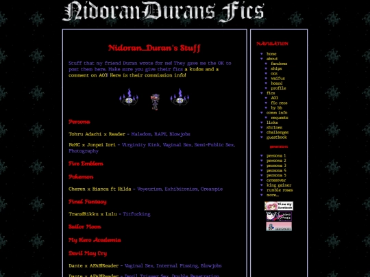 fics/nidoranduran/_directory screenshot