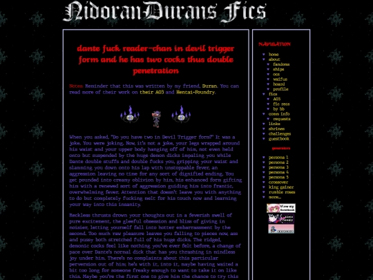 fics/nidoranduran/dantereader2 screenshot