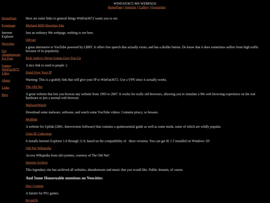 links screenshot