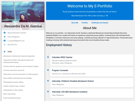 E-Portfolio screenshot