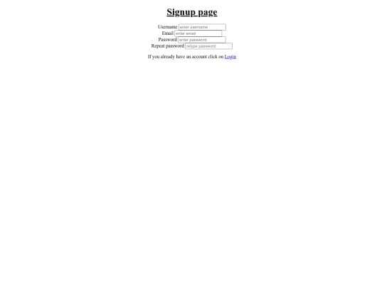 Signup screenshot