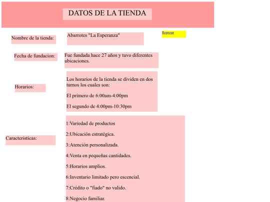 Abarrotes La ESperanza/DATOS DE LA TIENDA screenshot