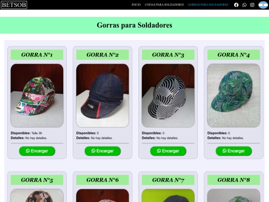 comprar/gorras screenshot