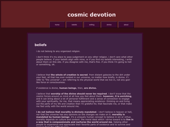 beliefs screenshot
