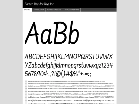 myfonts/farsan-regular-demo screenshot
