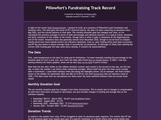 pillowfort/fundraising-track-record screenshot