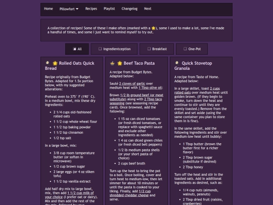 recipes screenshot