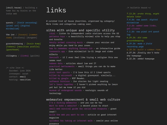 links screenshot