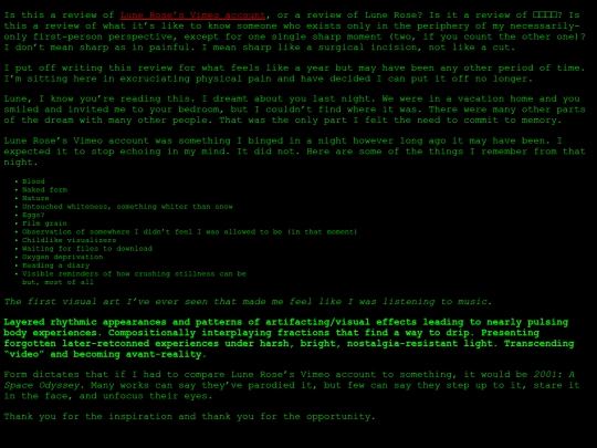 reviews/lunerosevimeo screenshot