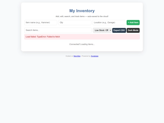 Inventory/test screenshot