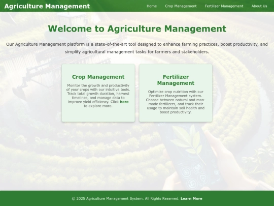 Agriculture-Management-System/Homepage screenshot
