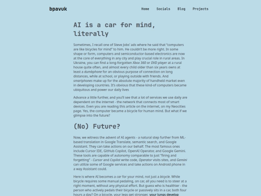blog/ai-is-car-for-mind screenshot