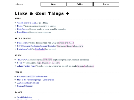 links screenshot