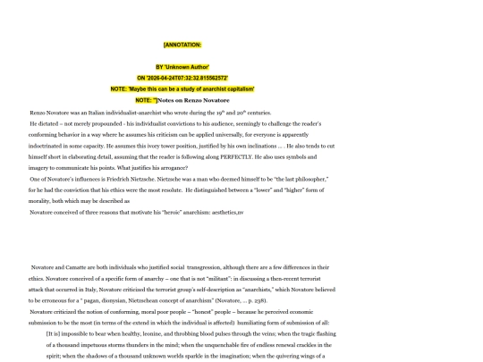 writings/Notes on Novatore screenshot