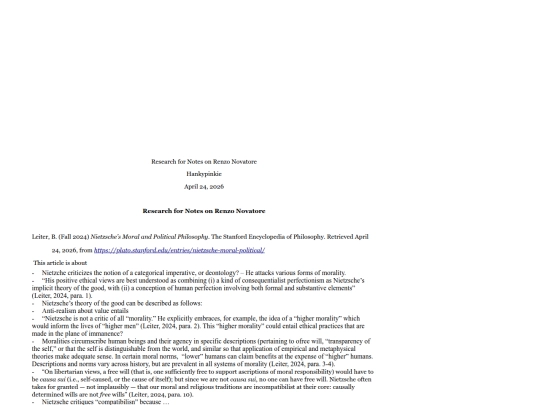 writings/Research for Notes on Renzo Novatore screenshot