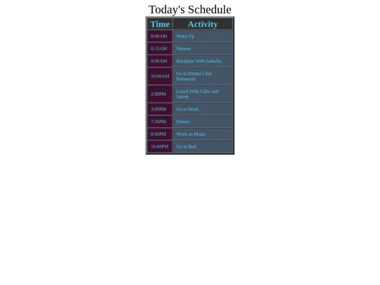 schedule screenshot
