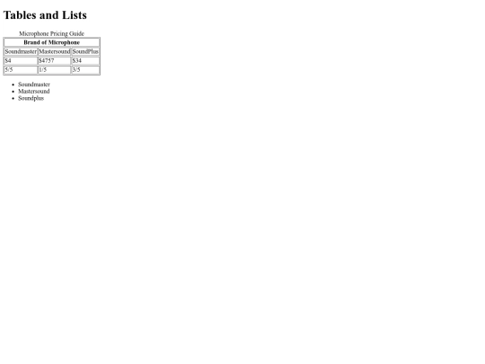 tables screenshot