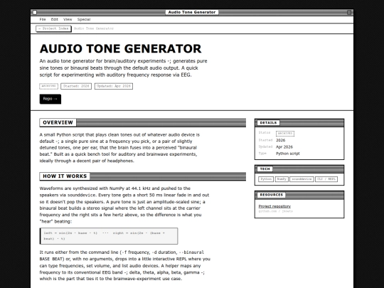 projects/details/tone-generator screenshot