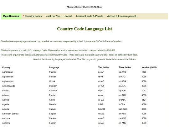 languagecodes screenshot