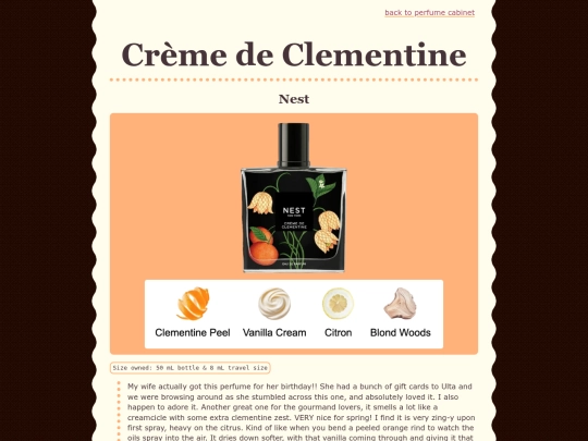 perfume/cremedeclementine screenshot