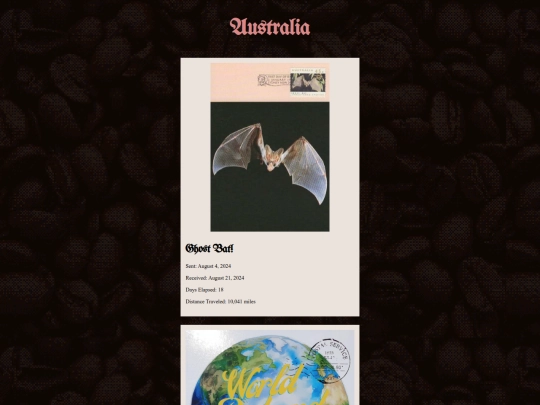 postcards/australia screenshot