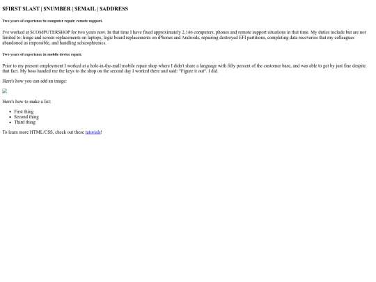 resume screenshot
