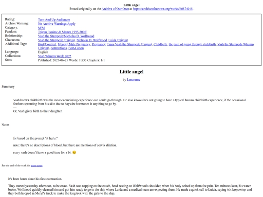 gallery/trigun fanfics/66874018 Little angel - Lunarame (Teen And Up Audiences) screenshot