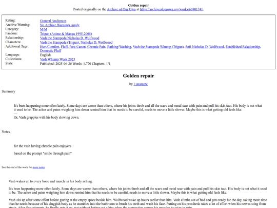 gallery/trigun fanfics/66901741 Golden repair - Lunarame (General Audiences) screenshot