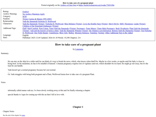 gallery/trigun fanfics/75051996 How to take care of a pregnant plant - Lunarame (Explicit) screenshot