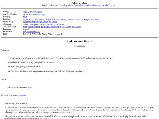 gallery/trigun fanfics/79392911 Call me sweetheart - Lunarame (Teen And Up Audiences) screenshot