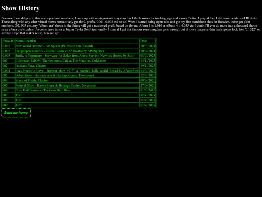 showhistory screenshot
