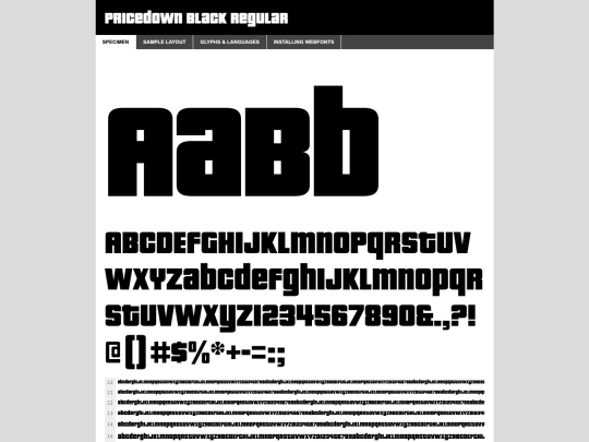fonts/pricedown/pricedown_bl-demo screenshot