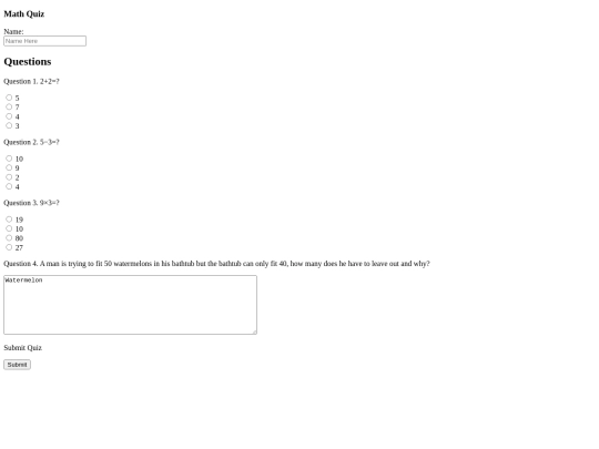 mathquiz screenshot